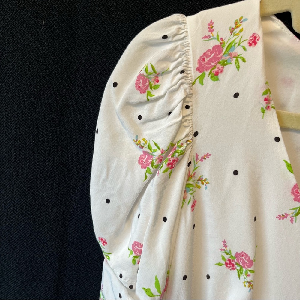 For Love and Lemons Mabel mini dress Small White floral Hearts Polkadots Womens - Picture 4 of 9